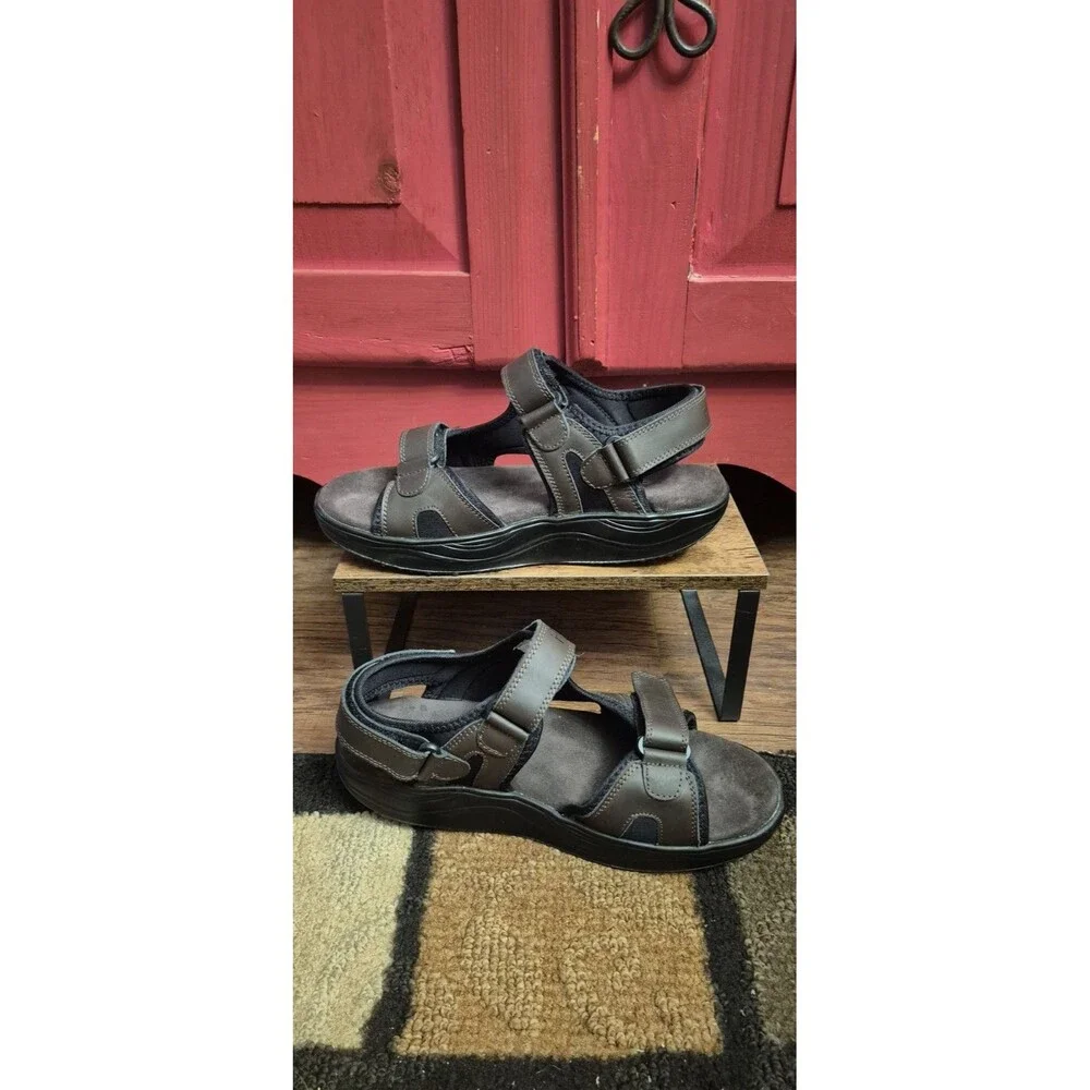 iPed 9 Brown Leather Rocker Bottom Sandals  Orthopedic Comfort Walking Shoes EUC